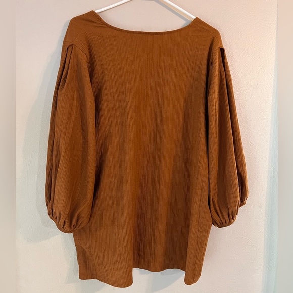 Ava & Viv guaze blouse top womens 2x burnt orange brown peasant boho bishop soft - Picture 8 of 11